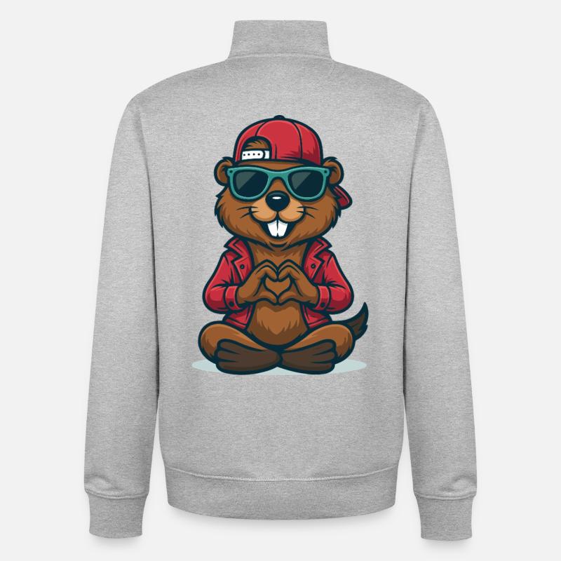 Cool Heart Castor - Sweat zippé unisexe en coton bio Stanley/Stella - gris chiné