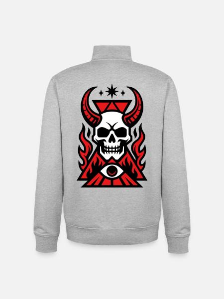 Occult Skull Graphic Art - Unisex Organic Zip Sweatshirt by Stanley/Stella - heather grey