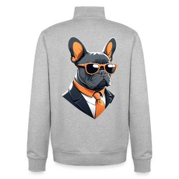 Lunettes de soleil chien en costume - Sweat zippé unisexe en coton bio Stanley/Stella - gris chiné - Dos - AI Model Male 185 light (185cm)