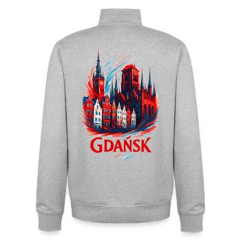 Danzig Gdańsk Stadt Polen Polska Patriot Geschenk - Unisex Organic Zip Sweatshirt von Stanley/Stella - Grau meliert - Hinten - AI Model Male 185 light (185cm)