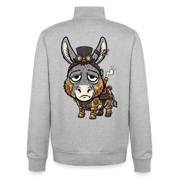 Donkey Cyborg Steampunk Top Hat Steam - Unisex Organic Zip Sweatshirt by Stanley/Stella - heather grey - Back - AI Model Male 185 light (185cm)