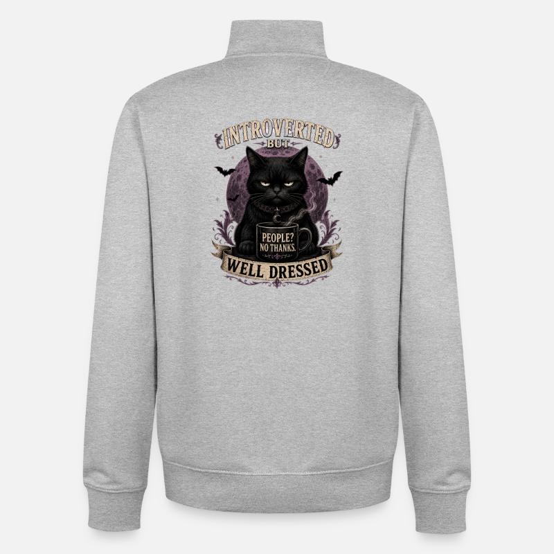 Introverted But Well Dressed Cat - Unisex Organic Zip Sweatshirt von Stanley/Stella - Grau meliert