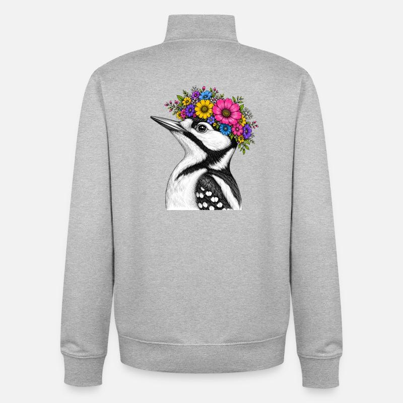 Blütenkranz Vogel - Unisex Organic Zip Sweatshirt von Stanley/Stella - Grau meliert