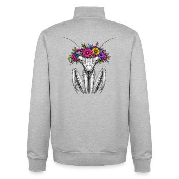 Blütenkranz Mantispin - Unisex Organic Zip Sweatshirt von Stanley/Stella - Grau meliert - Hinten - AI Model Male 185 light (185cm)