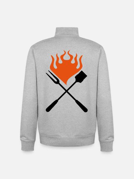 barbecue cutlery - Unisex Organic Zip Sweatshirt by Stanley/Stella - heather grey
