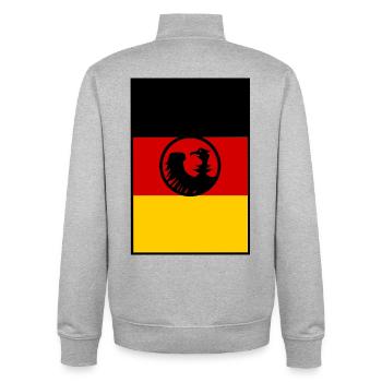 Flaggenkunst: Adler über Deutschland - Unisex Organic Zip Sweatshirt von Stanley/Stella - Grau meliert - Hinten - AI Model Male 185 light (185cm)