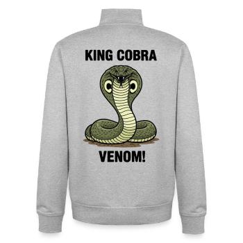 Cobra Royal Venin Serpent Danger King Cobra - Sweat zippé unisexe en coton bio Stanley/Stella - gris chiné - Dos - AI Model Male 185 light (185cm)