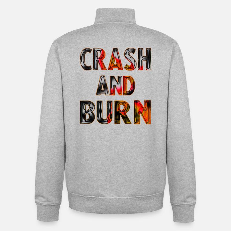 Crash And Burn - Unisex Organic Zip Sweatshirt von Stanley/Stella - Grau meliert