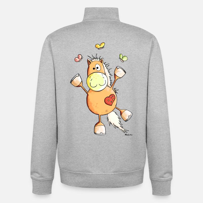 Priscilla das Pferd - Unisex Organic Zip Sweatshirt von Stanley/Stella - Grau meliert