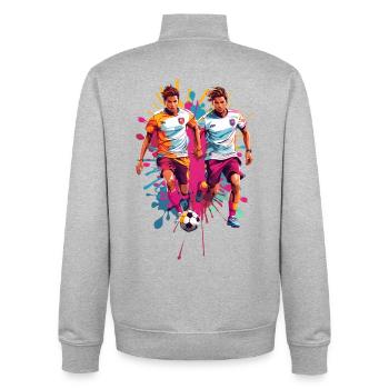 Footballeur - Sweat zippé unisexe en coton bio Stanley/Stella - gris chiné - Dos - AI Model Male 185 light (185cm)