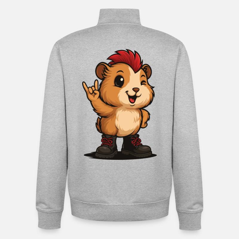 Punk Rock Cochon d’Inde - Sweat zippé unisexe en coton bio Stanley/Stella - gris chiné