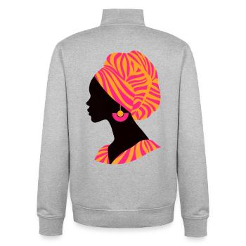 Afrika Afrikanische Frau Traditionelles Design - Unisex Organic Zip Sweatshirt von Stanley/Stella - Grau meliert - Hinten - AI Model Male 185 light (185cm)