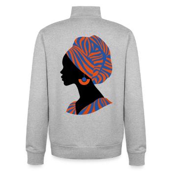 Afrikanische Frau Traditionelles Design Afrika - Unisex Organic Zip Sweatshirt von Stanley/Stella - Grau meliert - Hinten - AI Model Male 185 light (185cm)