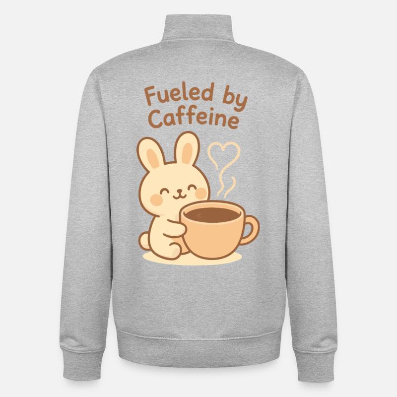 Alimenté par Caffeine Bunny - Sweat zippé unisexe en coton bio Stanley/Stella - gris chiné