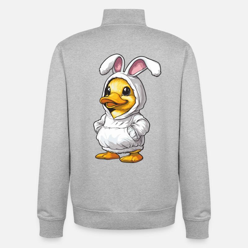 Mignon poussin en costume de lapin - Sweat zippé unisexe en coton bio Stanley/Stella - gris chiné