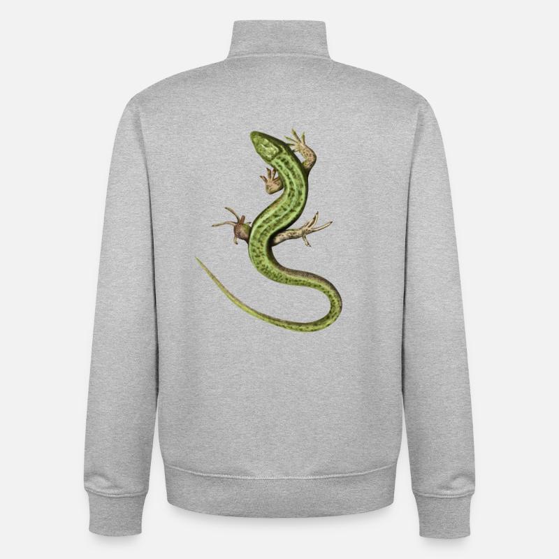 Lizard - Sweat zippé unisexe en coton bio Stanley/Stella - gris chiné