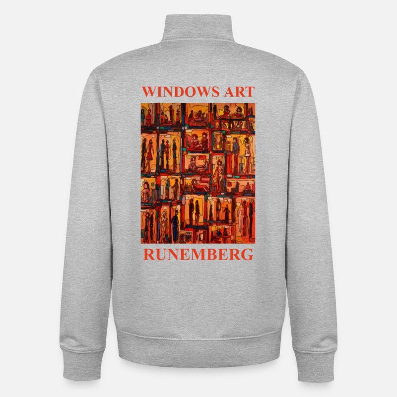 WINDOWS ART LOUIS RUNEMBERG ADAGP - Sweat zippé unisexe en coton bio Stanley/Stella - gris chiné
