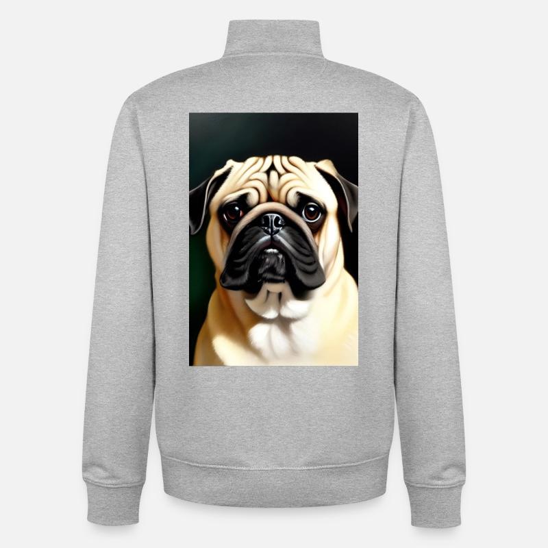 Mops Hund - Unisex Organic Zip Sweatshirt von Stanley/Stella - Grau meliert