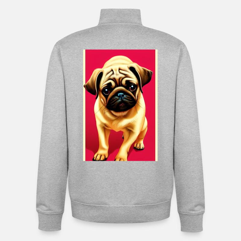 Mops Hund - Unisex Organic Zip Sweatshirt von Stanley/Stella - Grau meliert