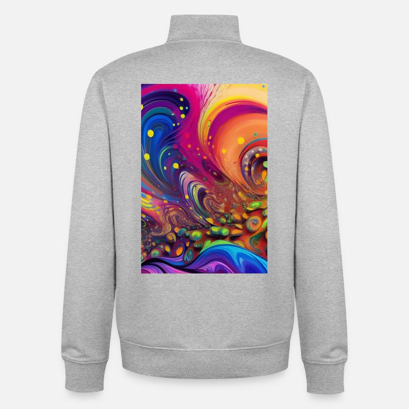 Art abstrait - Sweat zippé unisexe en coton bio Stanley/Stella - gris chiné