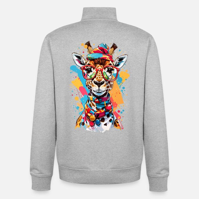 Coole Giraffe - Unisex Organic Zip Sweatshirt von Stanley/Stella - Grau meliert