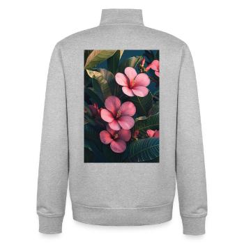 Hibiskus Pink Tropische Blütenpracht - Unisex Organic Zip Sweatshirt von Stanley/Stella - Grau meliert - Hinten - AI Model Male 185 light (185cm)