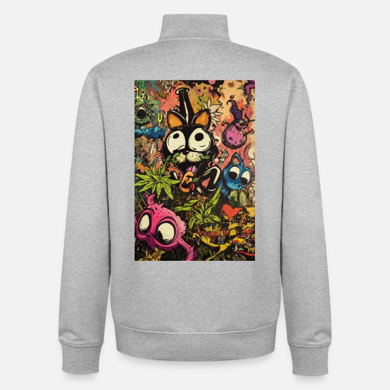 Buntes Comic-Monster Graffiti - Unisex Organic Zip Sweatshirt von Stanley/Stella - Grau meliert