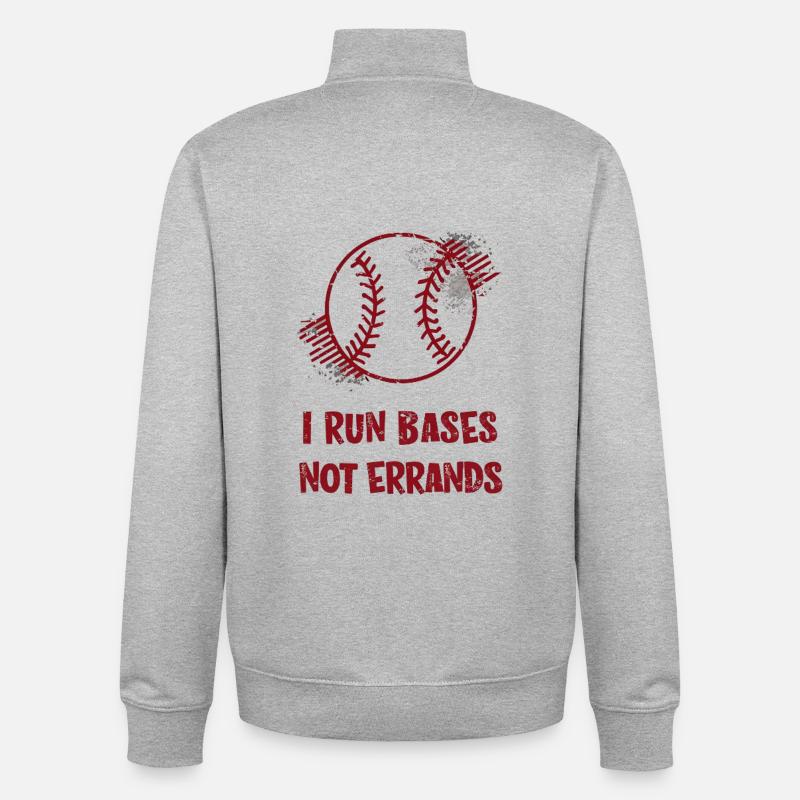 I Run Bases Not Errands Baseball - Unisex Organic Zip Sweatshirt by Stanley/Stella - heather grey