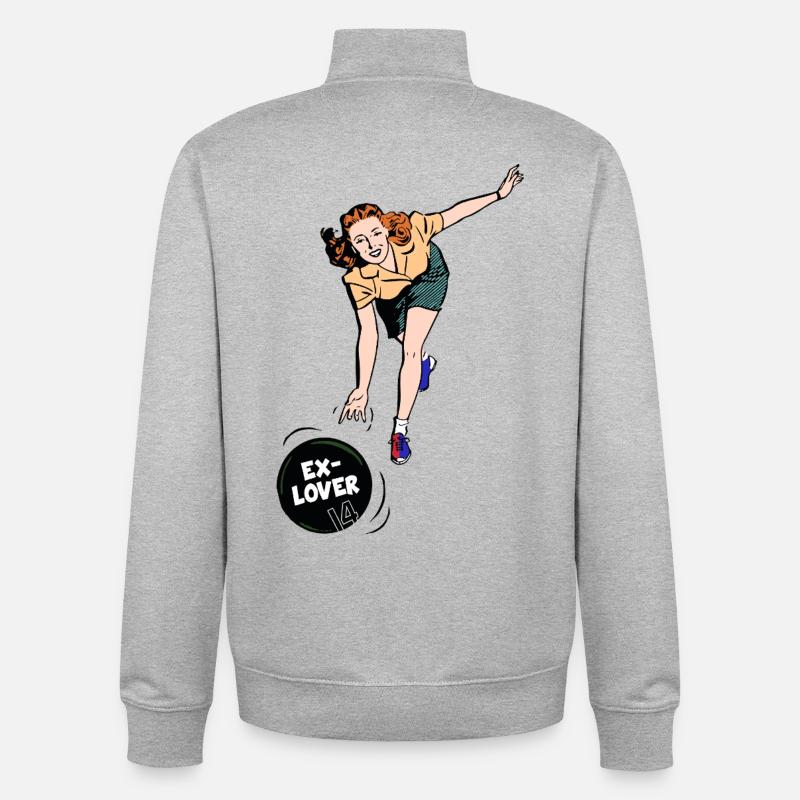 Ex-Lover Bowling – Retro Comic Style - Unisex Organic Zip Sweatshirt von Stanley/Stella - Grau meliert