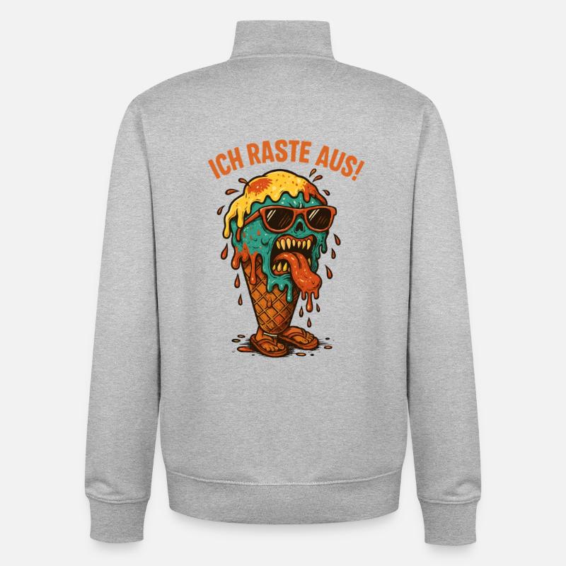 Schmelzendes Eisgesicht - Unisex Organic Zip Sweatshirt von Stanley/Stella - Grau meliert