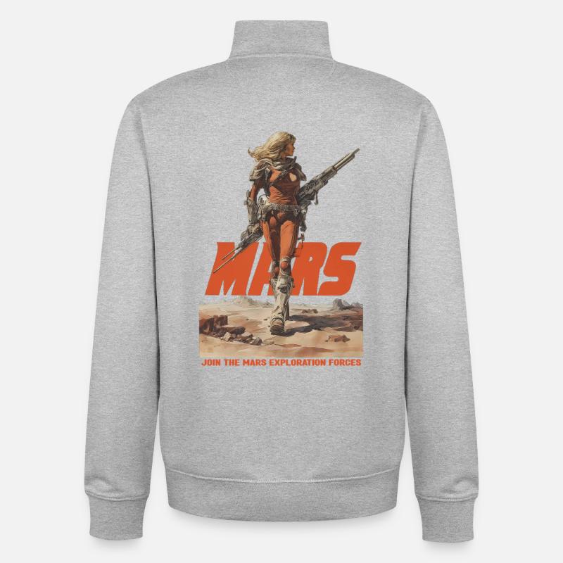 Mars Exploration - Sweat zippé unisexe en coton bio Stanley/Stella - gris chiné