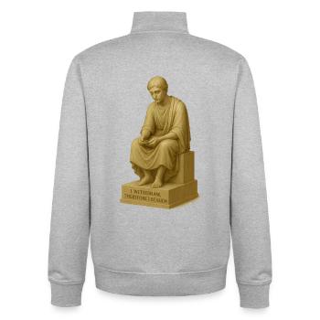 Thoughtful Thinker Sculpture - Unisex Organic Zip Sweatshirt by Stanley/Stella - heather grey - Back - AI Model Male 185 light (185cm)