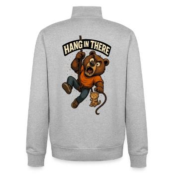 Halten Sie durch Bärenabenteuer - Unisex Organic Zip Sweatshirt von Stanley/Stella - Grau meliert - Hinten - AI Model Male 185 light (185cm)