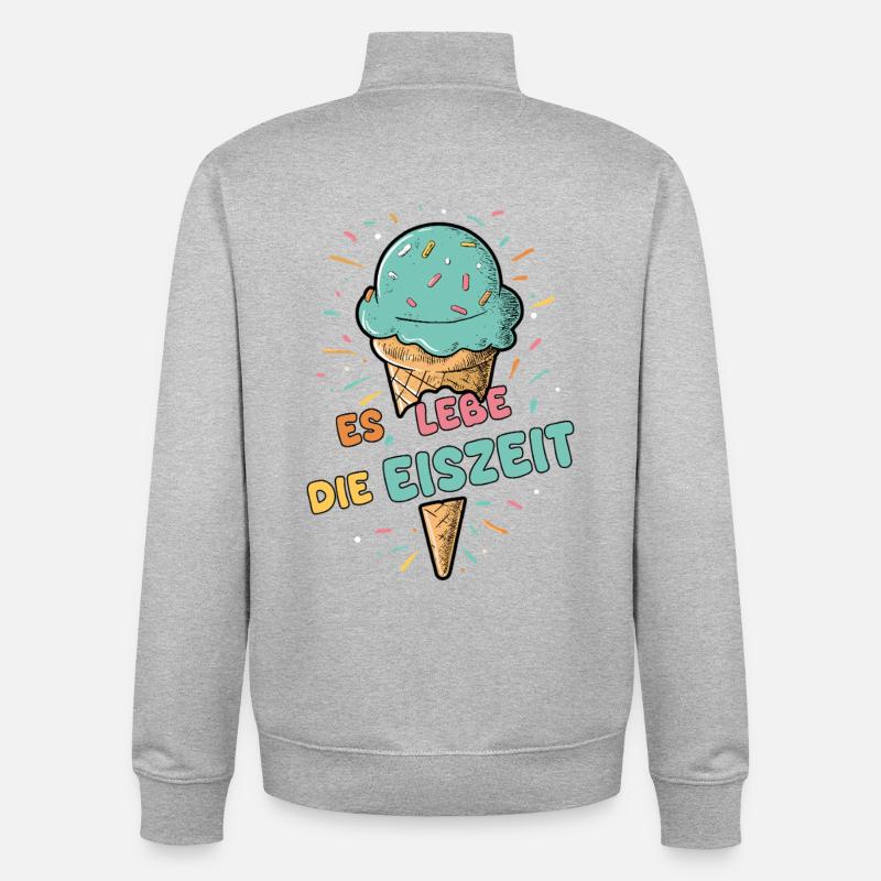 Es lebe die Eiszeit - Eiskugel - Unisex Organic Zip Sweatshirt by Stanley/Stella - heather grey