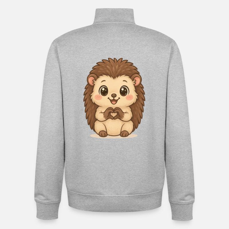 Süßer Igel mit Herzhänden - Unisex Organic Zip Sweatshirt von Stanley/Stella - Grau meliert