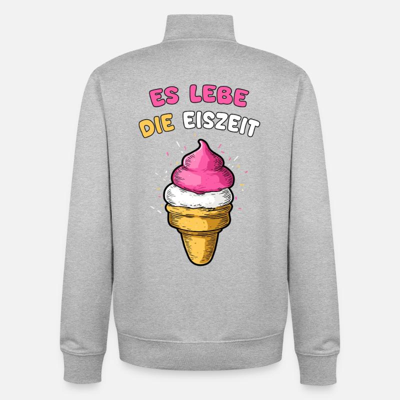 Es lebe die Eiszeit mit Eiscreme - Unisex Organic Zip Sweatshirt by Stanley/Stella - heather grey