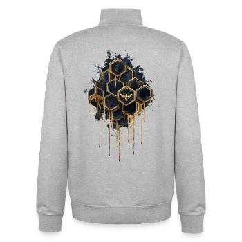 Imker Design - wabe - Unisex Organic Zip Sweatshirt von Stanley/Stella - Grau meliert - Hinten - AI Model Male 185 light (185cm)