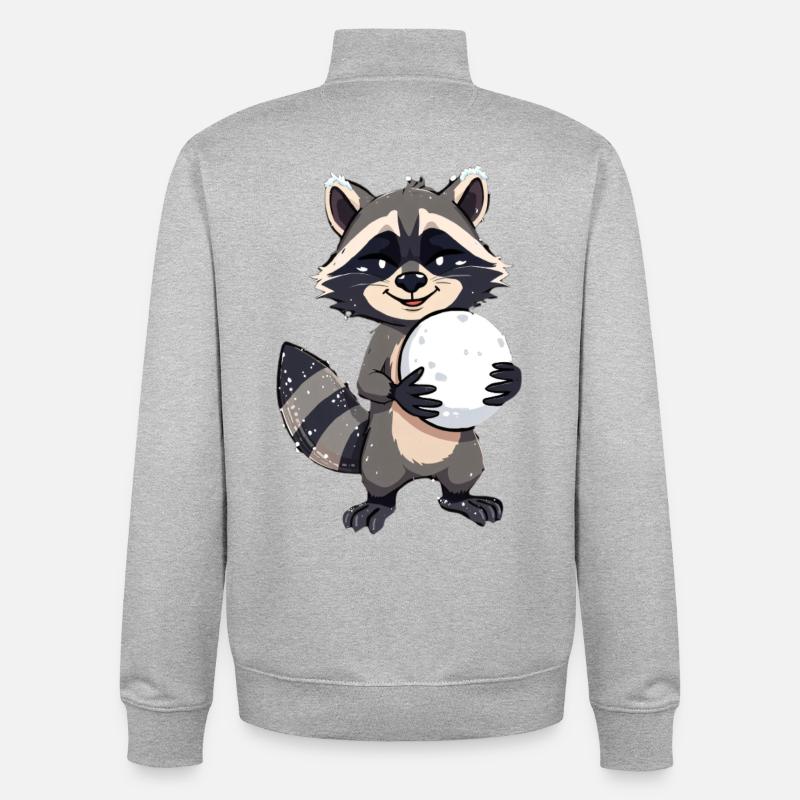 Waschbär mit grossem Schneeball - Unisex Organic Zip Sweatshirt von Stanley/Stella - Grau meliert
