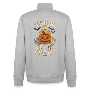 Trick or Treat Clair de lune - Sweat zippé unisexe en coton bio Stanley/Stella - gris chiné - Dos - AI Model Male 185 light (185cm)
