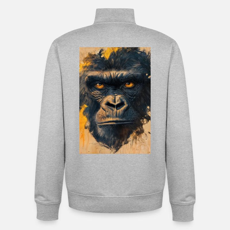 Illustration eines Gorillas - Unisex Organic Zip Sweatshirt von Stanley/Stella - Grau meliert