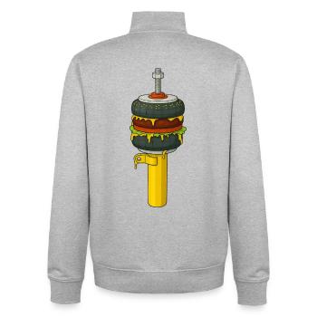 BurgAir - Unisex Organic Zip Sweatshirt by Stanley/Stella - heather grey - Back - AI Model Male 185 light (185cm)