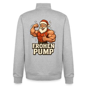 Merry Pump Santa Claus Gym Outfit - Unisex Organic Zip Sweatshirt by Stanley/Stella - heather grey - Back - AI Model Male 185 light (185cm)