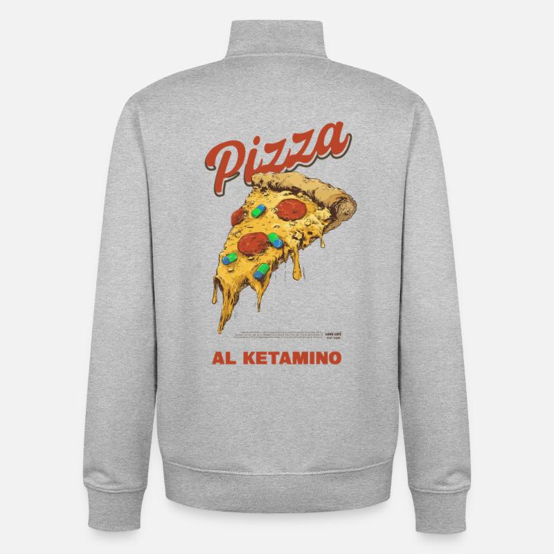Psychedelic Pizza Slice - Unisex Organic Zip Sweatshirt by Stanley/Stella - heather grey