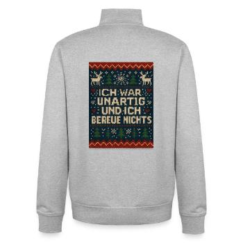 Christmas Ugly Christmas Naughty Saying - Unisex Organic Zip Sweatshirt by Stanley/Stella - heather grey - Back - AI Model Male 185 light (185cm)