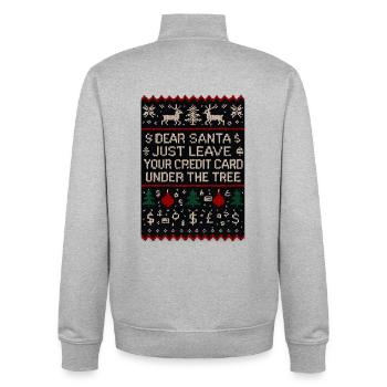Ugly Christmas Dear Santa Credit Card - Unisex Organic Zip Sweatshirt by Stanley/Stella - heather grey - Back - AI Model Male 185 light (185cm)
