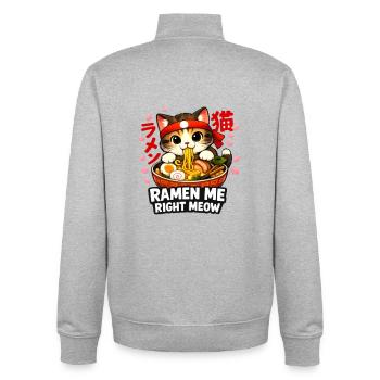 Ramen Kawaii Katze Anime - Unisex Organic Zip Sweatshirt von Stanley/Stella - Grau meliert - Hinten - AI Model Male 185 light (185cm)