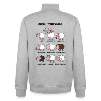 A little sheep knowledge - Unisex Organic Zip Sweatshirt by Stanley/Stella - heather grey - Back - AI Model Male 185 light (185cm)