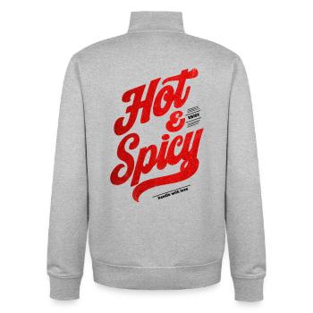 Chaud et épicé - Sweat zippé unisexe en coton bio Stanley/Stella - gris chiné - Dos - AI Model Male 185 light (185cm)
