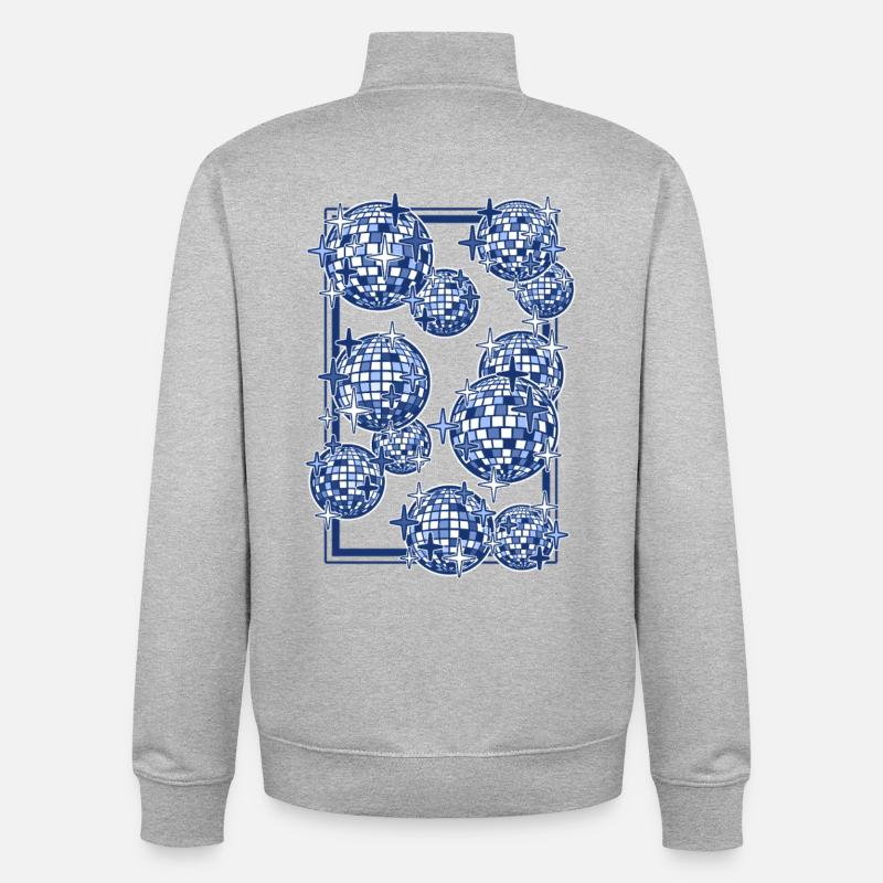Des boules miroir bleues - Sweat zippé unisexe en coton bio Stanley/Stella - gris chiné