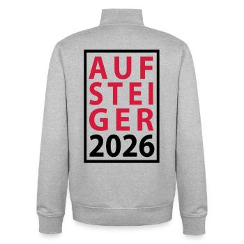 Promu Promotion 2026 - Sweat zippé unisexe en coton bio Stanley/Stella - gris chiné - Dos - AI Model Male 185 light (185cm)